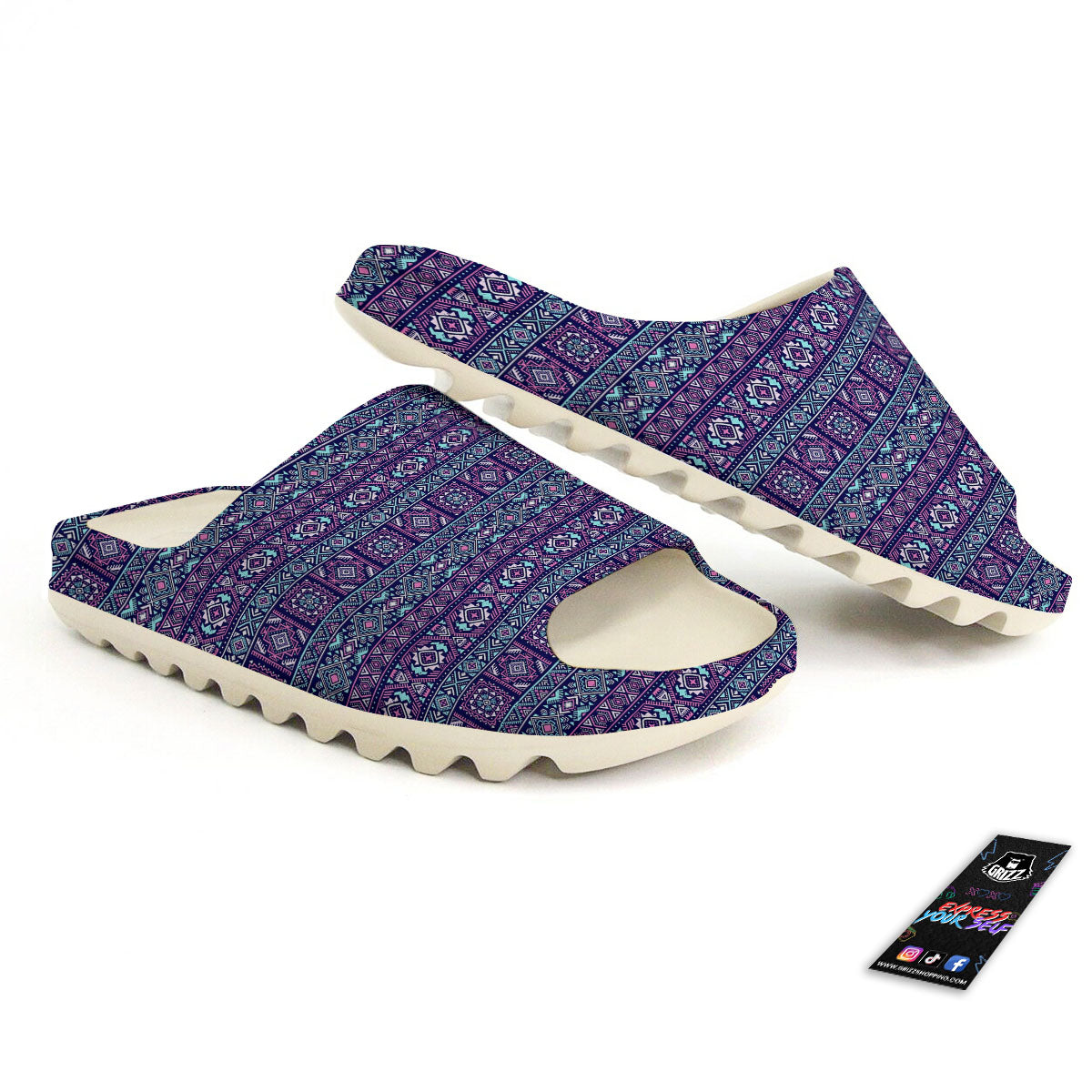 Grunge Trippy Ethnic Aztec Print Sandals-grizzshop
