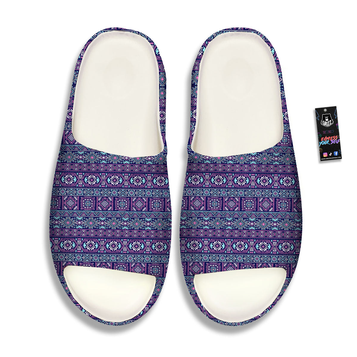 Grunge Trippy Ethnic Aztec Print Sandals-grizzshop