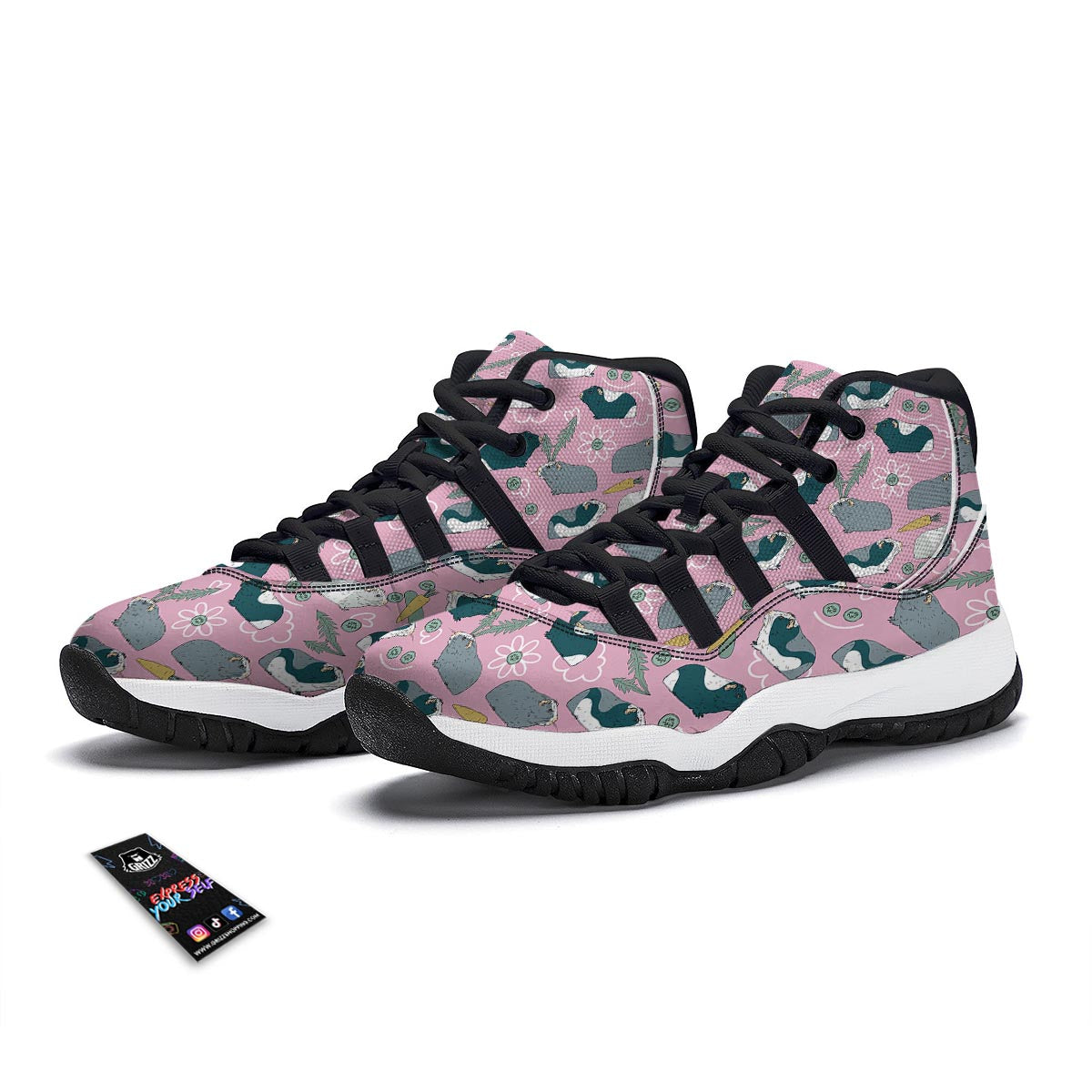 Guinea Pig Print Pattern Black Bball Shoes-grizzshop