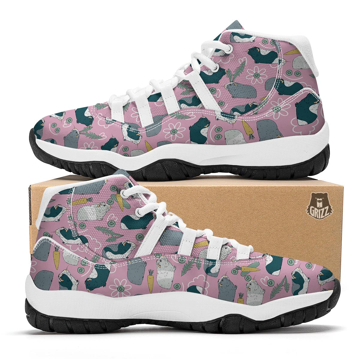 Guinea Pig Print Pattern White Bball Shoes-grizzshop