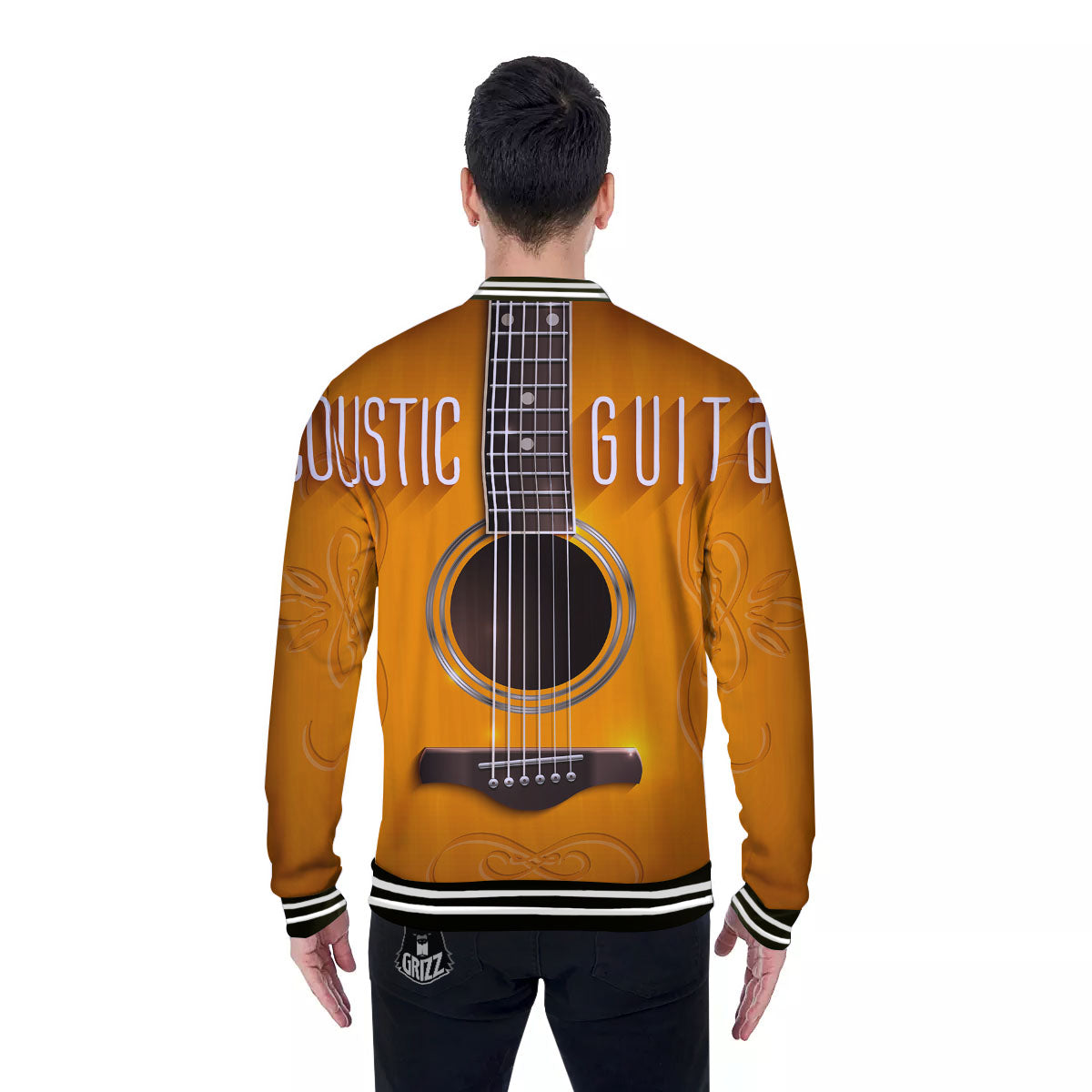 Guitar Acoustic Print Baseball Jacket-grizzshop