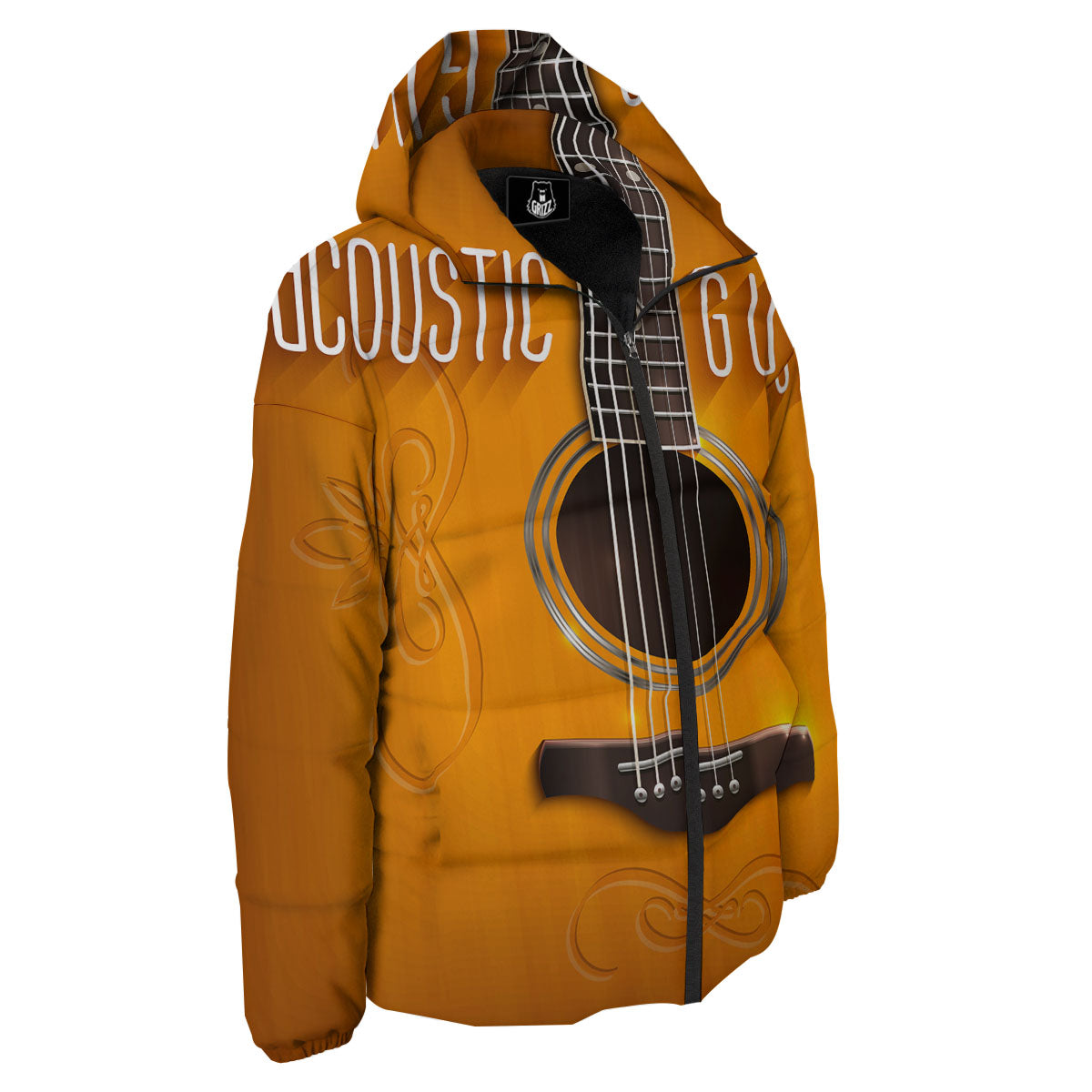 Guitar Acoustic Print Down Jacket-grizzshop