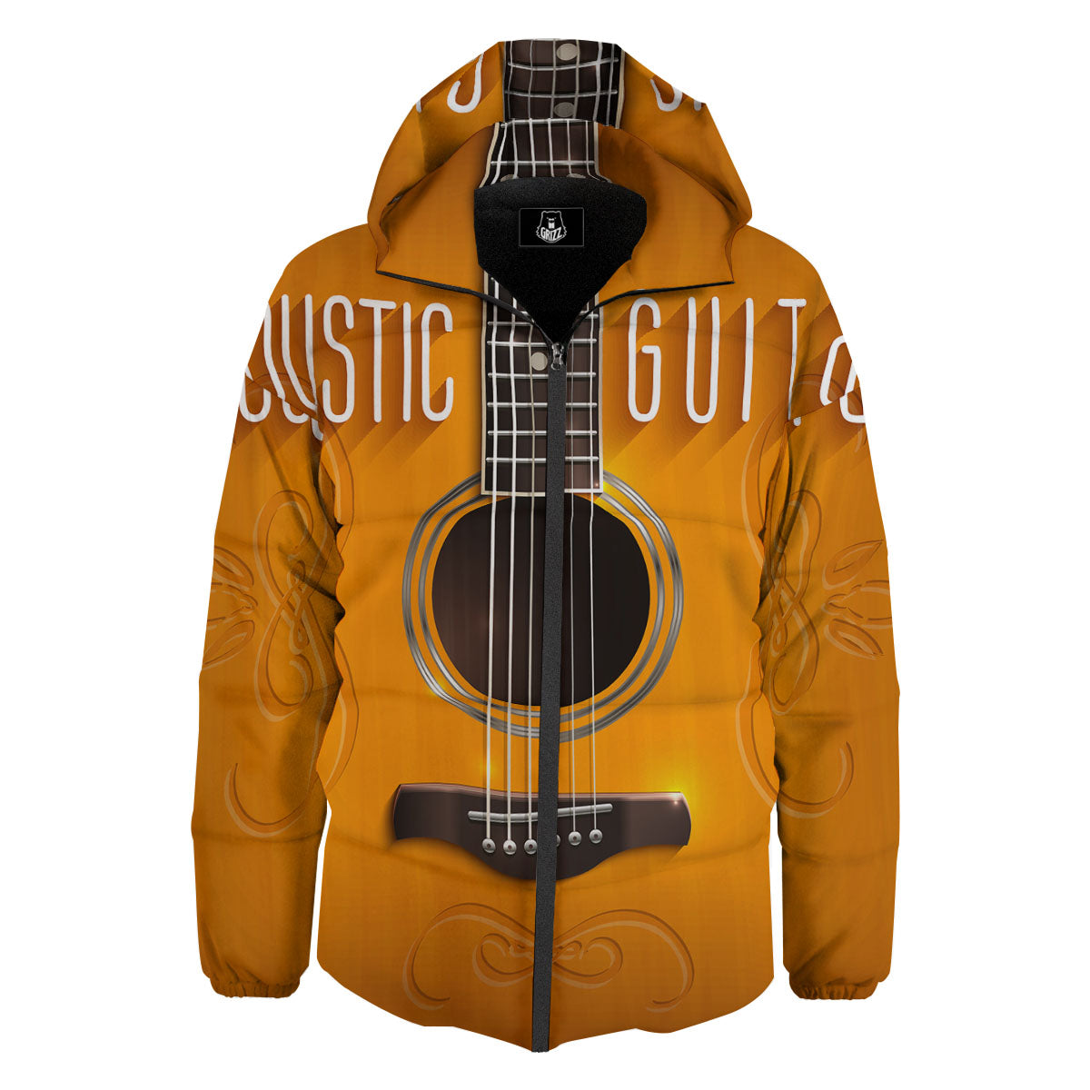 Guitar Acoustic Print Down Jacket-grizzshop