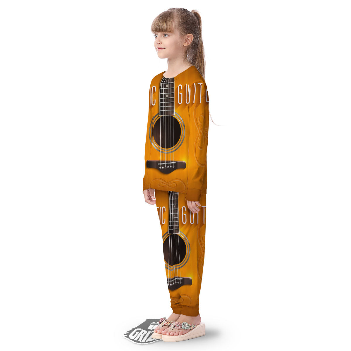 Guitar Acoustic Print Kid's Pajamas-grizzshop