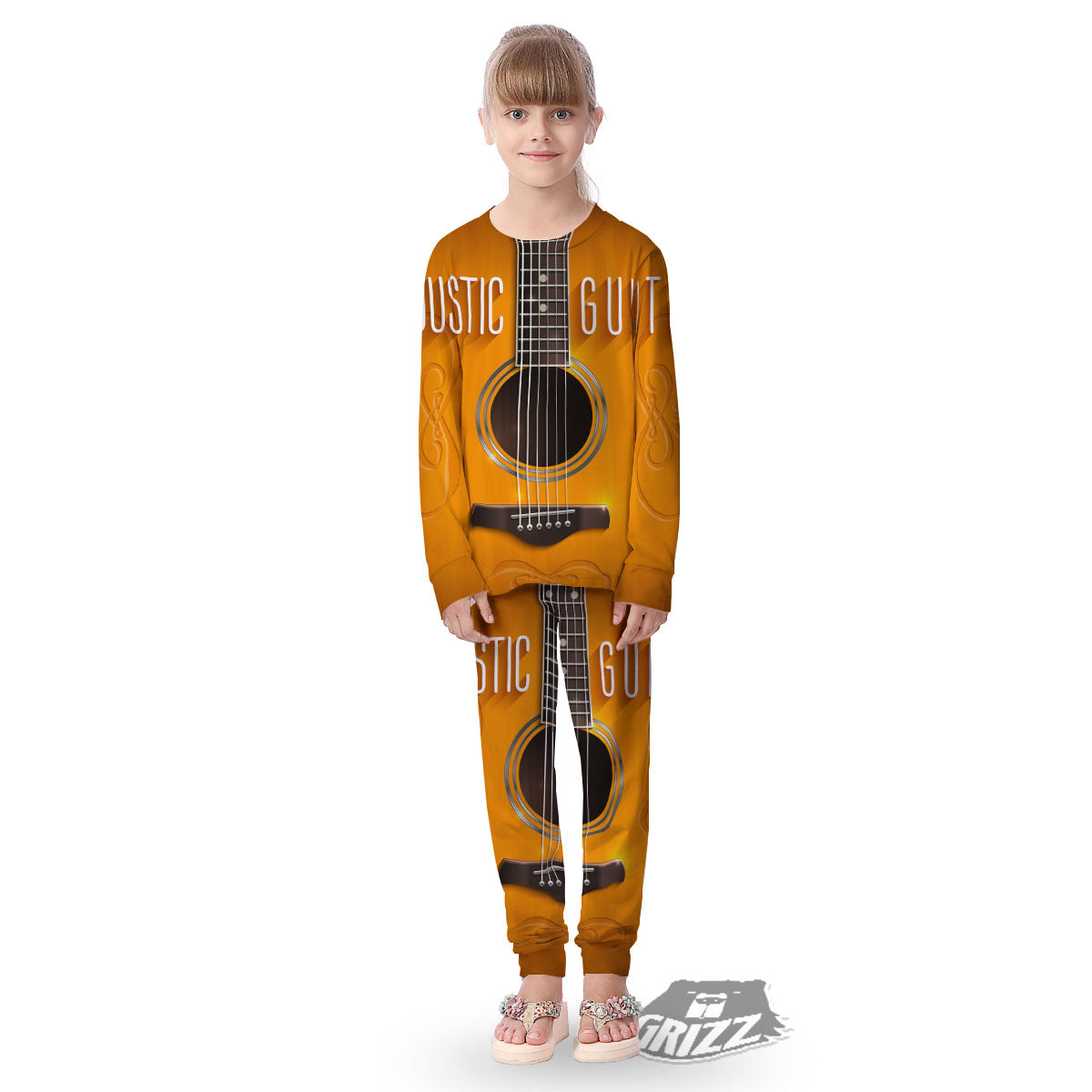 Guitar Acoustic Print Kid's Pajamas-grizzshop