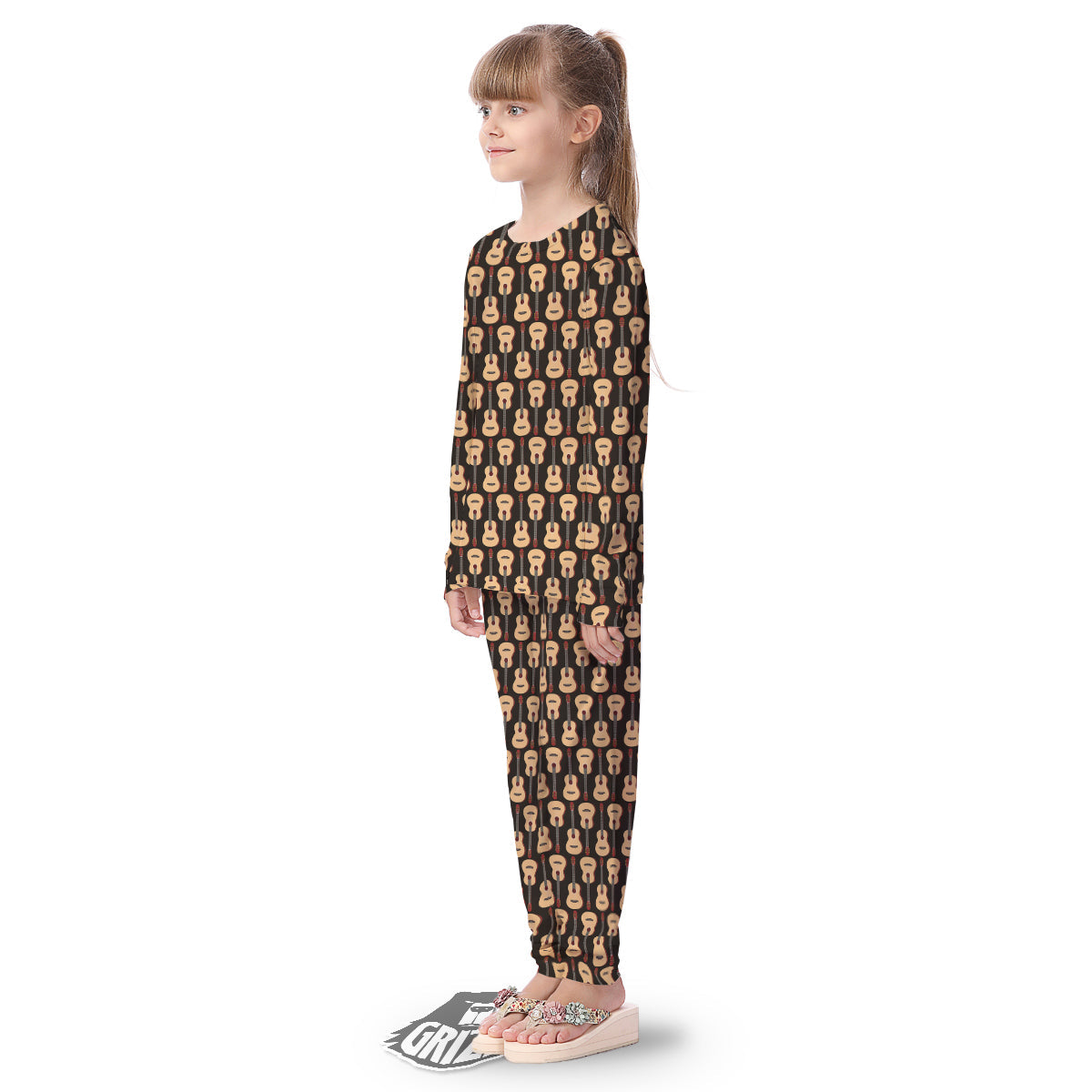 Guitar Acoustic Print Pattern Kid's Pajamas-grizzshop