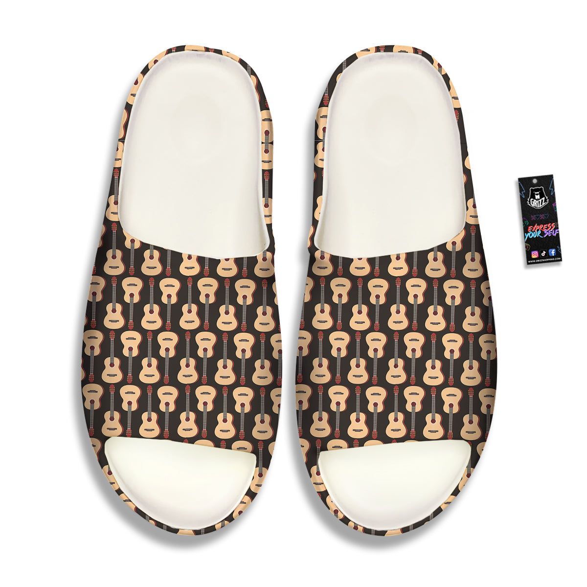 Guitar Acoustic Print Pattern Sandals-grizzshop