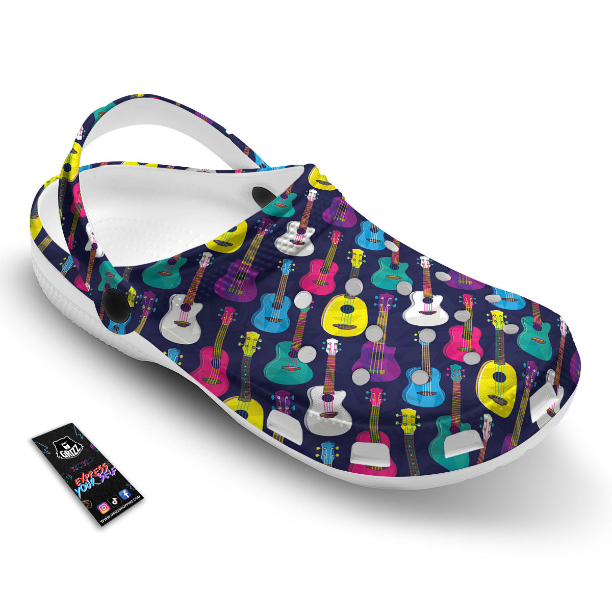 Guitar Colorful Print Pattern Clog-grizzshop