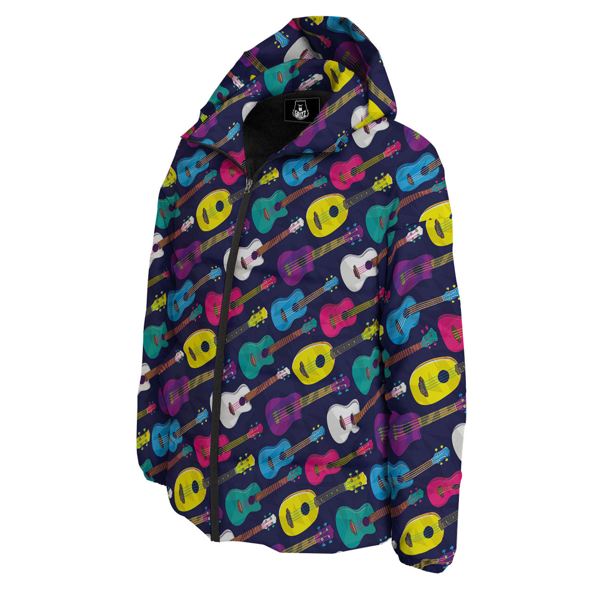 Guitar Colorful Print Pattern Down Jacket-grizzshop