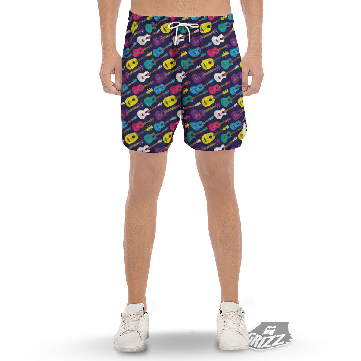 Guitar Colorful Print Pattern Men's Gym Shorts-grizzshop
