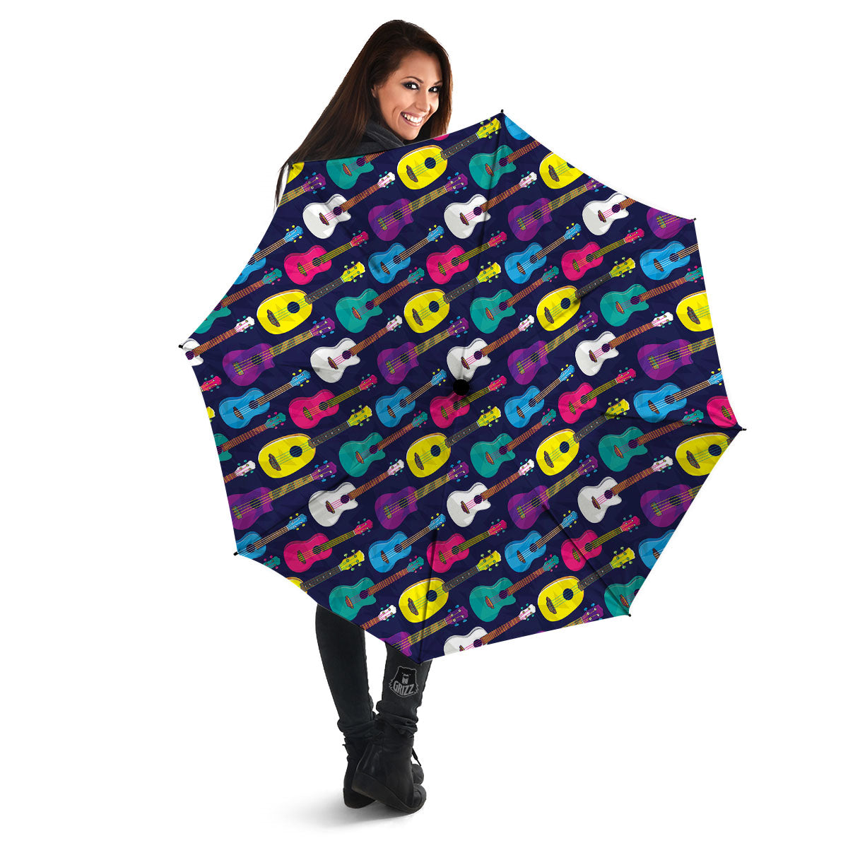 Guitar Colorful Print Pattern Umbrella-grizzshop
