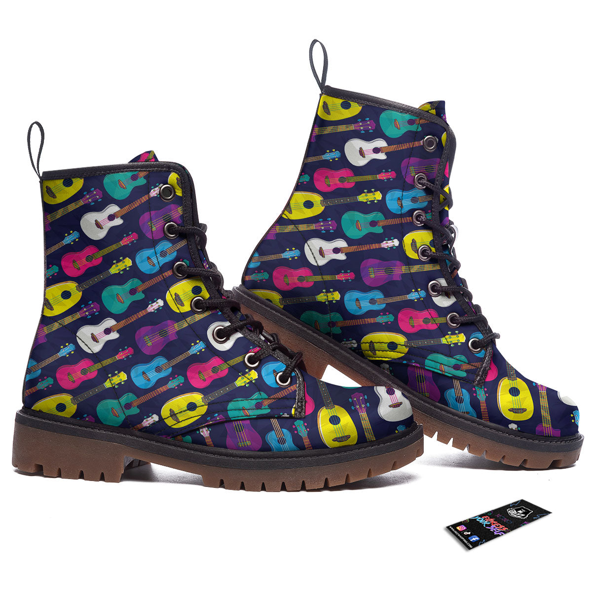 Guitar Colorful Print Pattern Work Boots-grizzshop