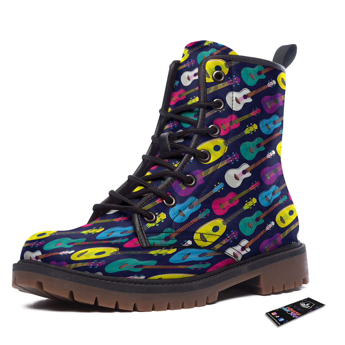 Guitar Colorful Print Pattern Work Boots-grizzshop