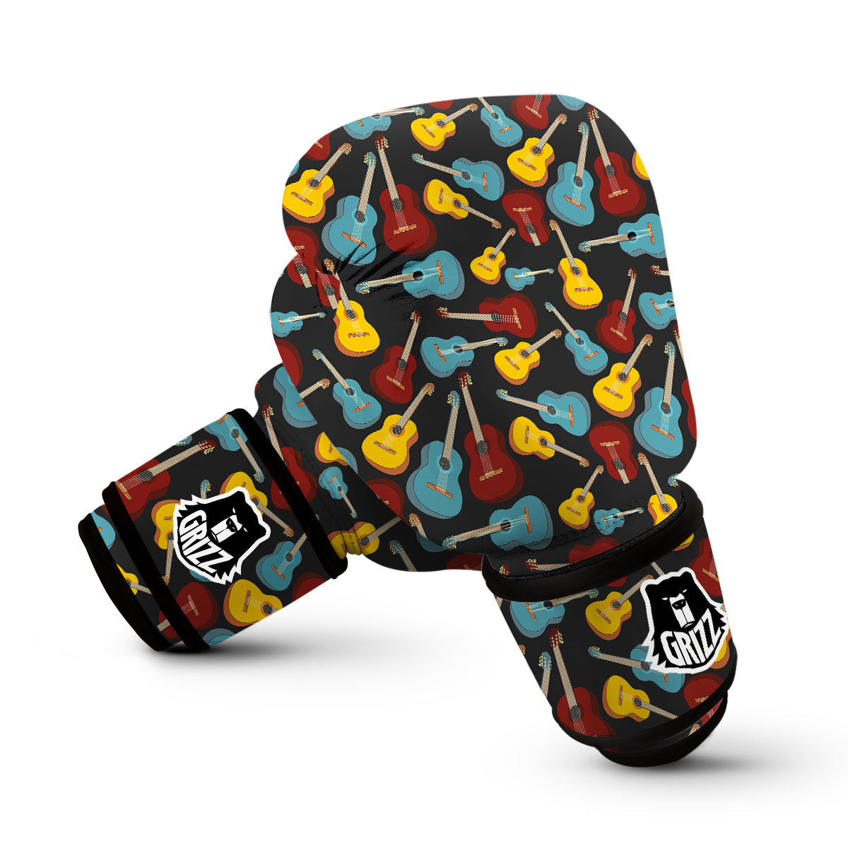 Guitar Pattern Print Boxing Gloves-grizzshop
