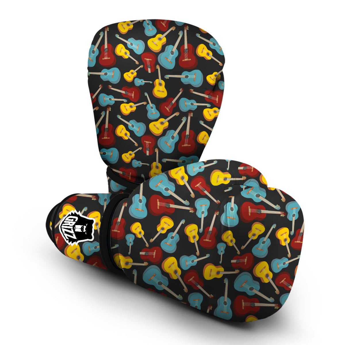 Guitar Pattern Print Boxing Gloves-grizzshop