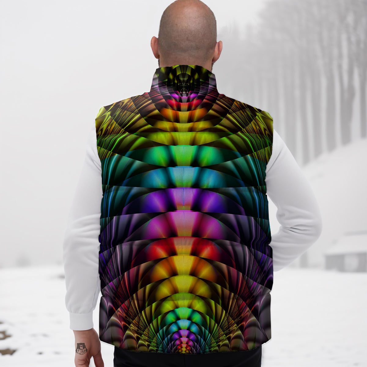Guitar Pattern Print Down Vest-grizzshop