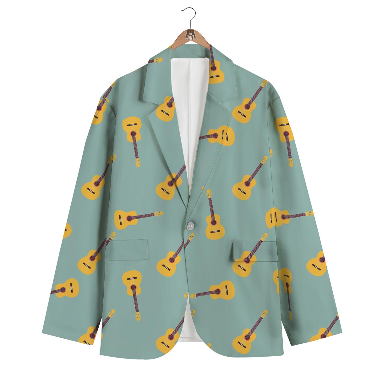 Guitar Print Pattern Men's Blazer-grizzshop