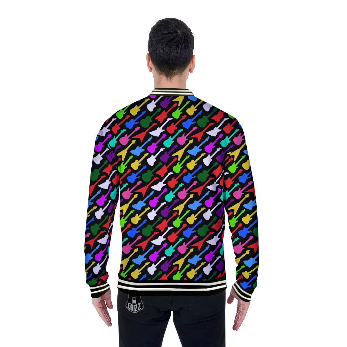 Guitars Colorful Print Pattern Baseball Jacket-grizzshop