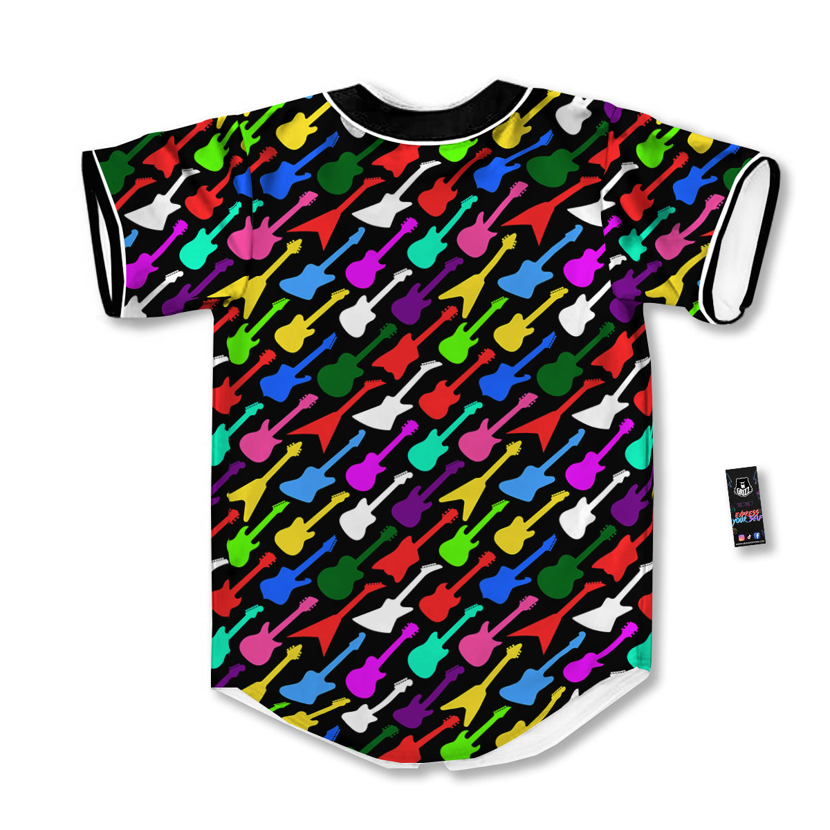 Guitars Colorful Print Pattern Baseball Jersey-grizzshop