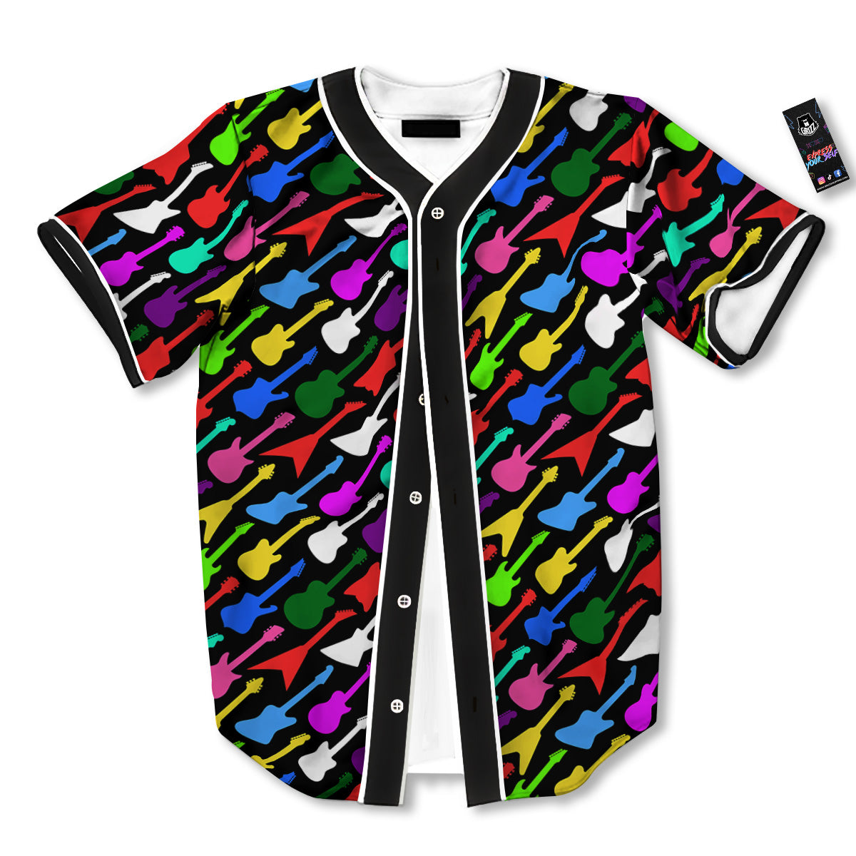 Guitars Colorful Print Pattern Baseball Jersey-grizzshop