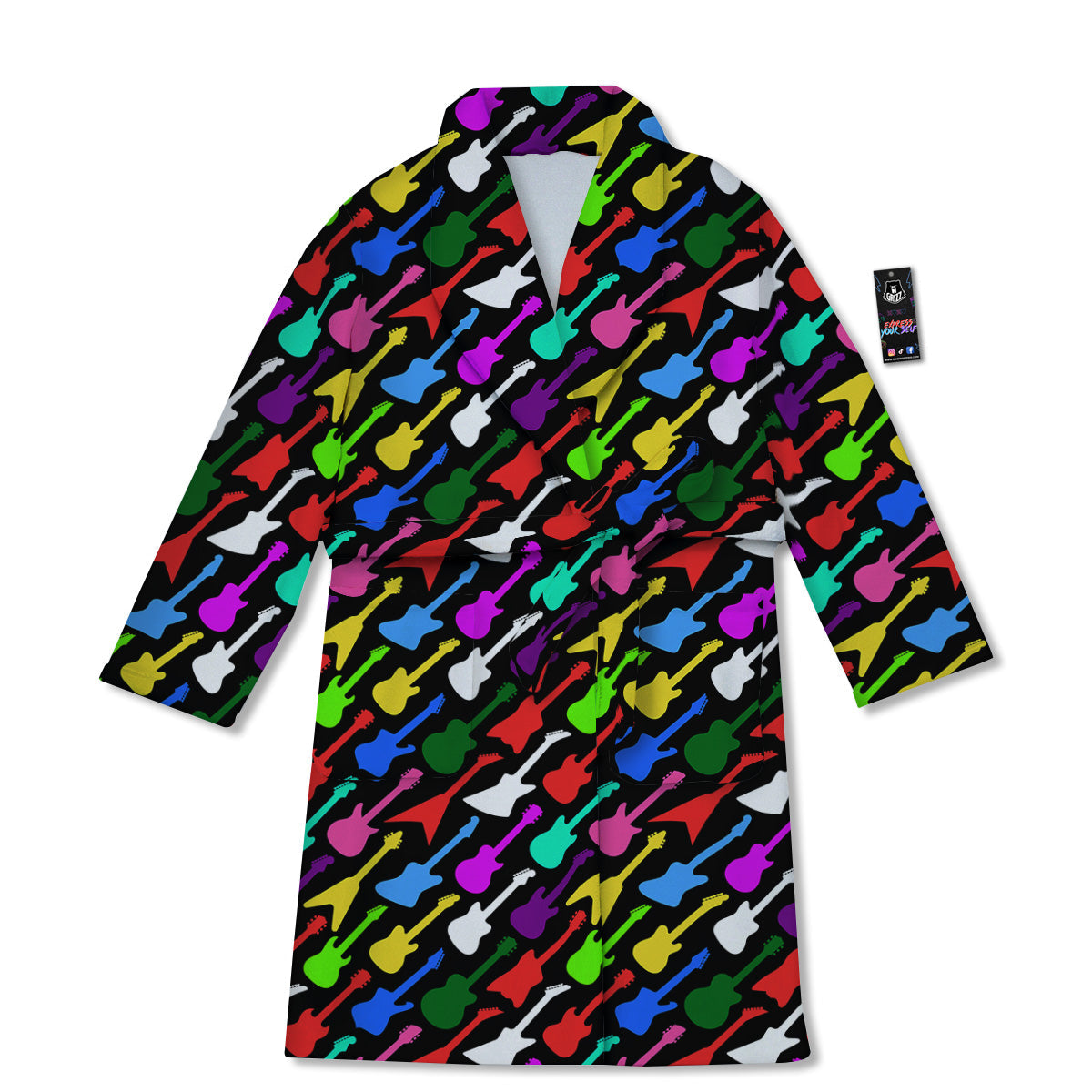 Guitars Colorful Print Pattern Bathrobe-grizzshop
