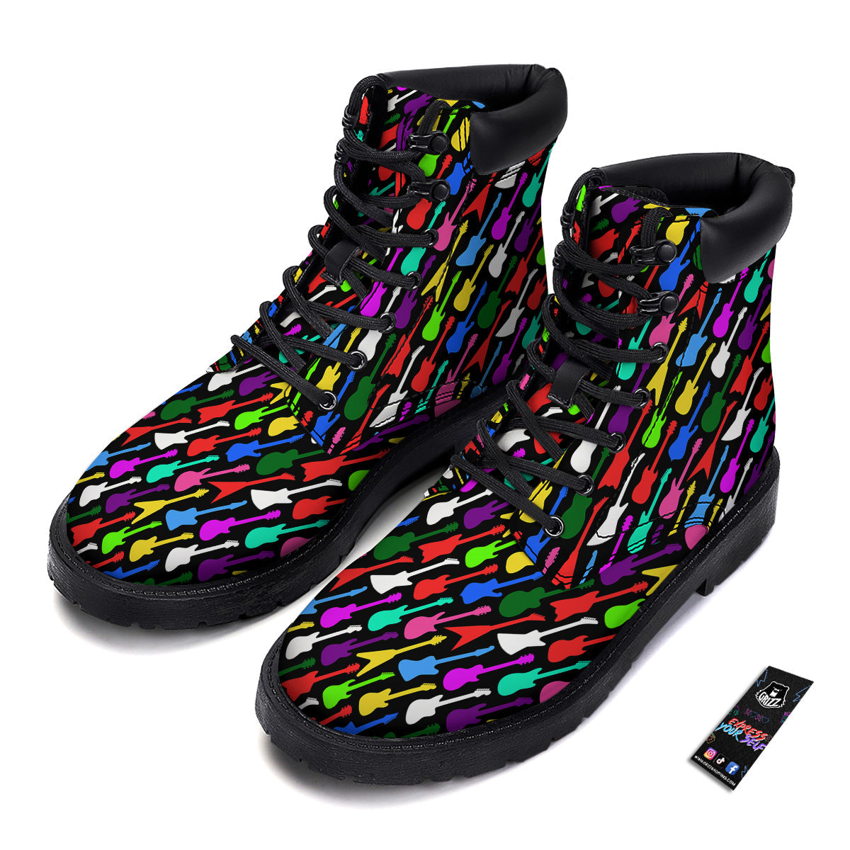 Guitars Colorful Print Pattern Boots-grizzshop