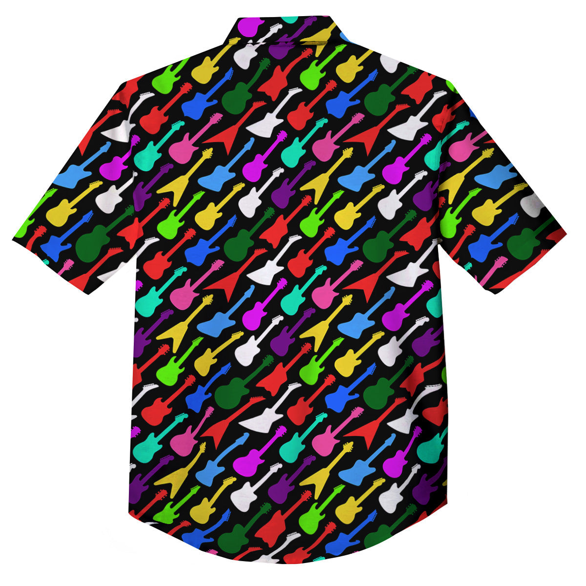 Guitars Colorful Print Pattern Button Up Shirt-grizzshop