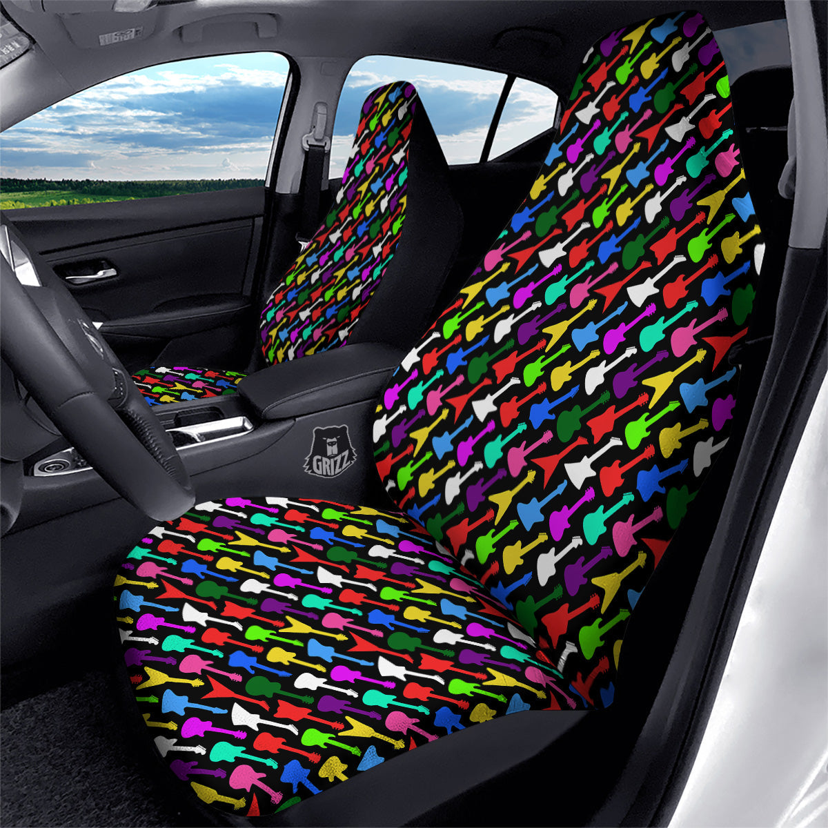 Guitars Colorful Print Pattern Car Seat Covers-grizzshop