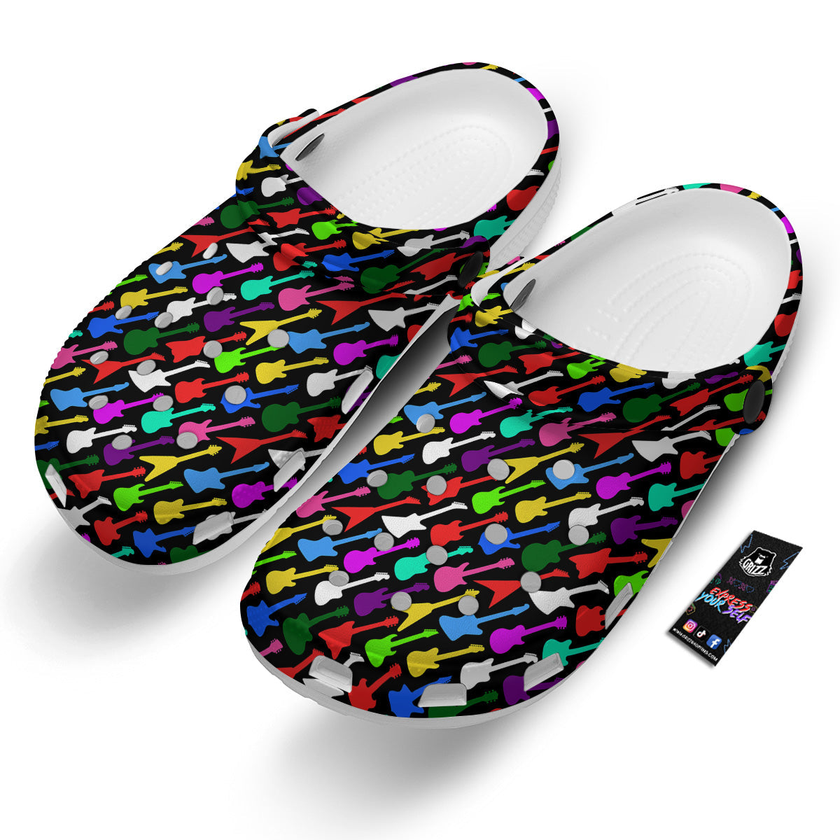 Guitars Colorful Print Pattern Clog-grizzshop