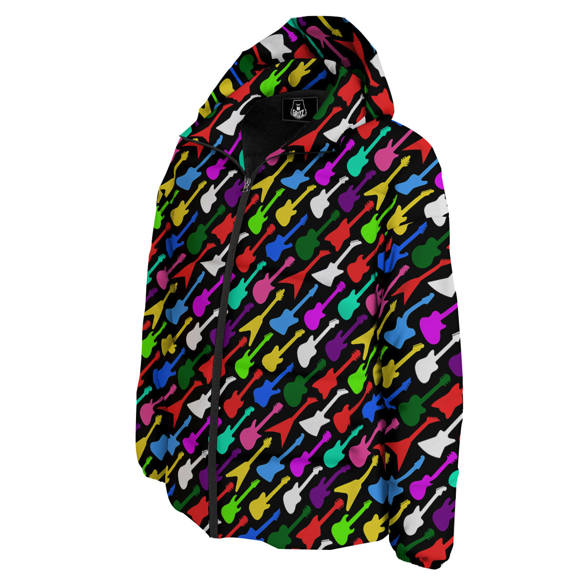 Guitars Colorful Print Pattern Down Jacket-grizzshop