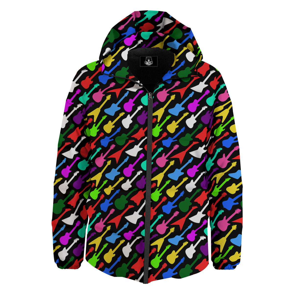 Guitars Colorful Print Pattern Down Jacket-grizzshop