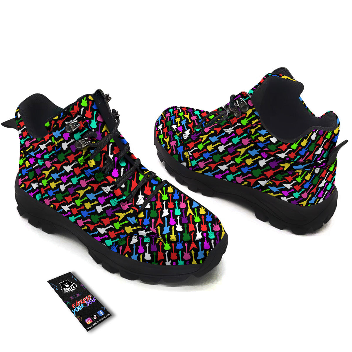 Guitars Colorful Print Pattern Hiking Shoes-grizzshop