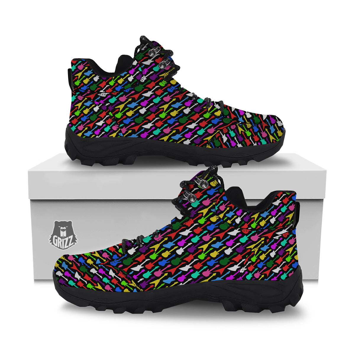 Guitars Colorful Print Pattern Hiking Shoes-grizzshop