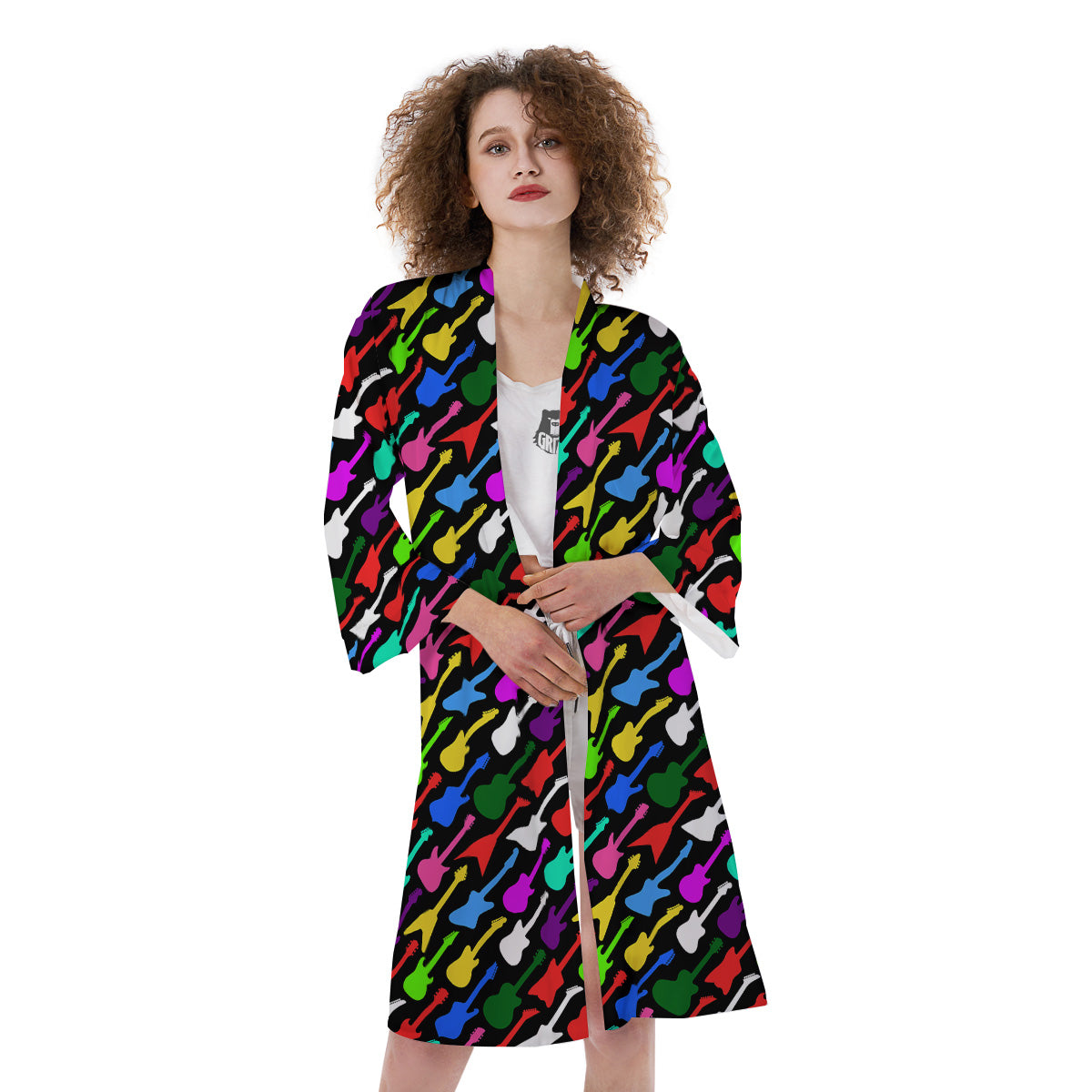 Guitars Colorful Print Pattern Kimono-grizzshop