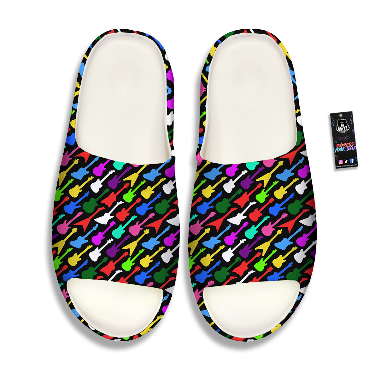 Guitars Colorful Print Pattern Sandals-grizzshop