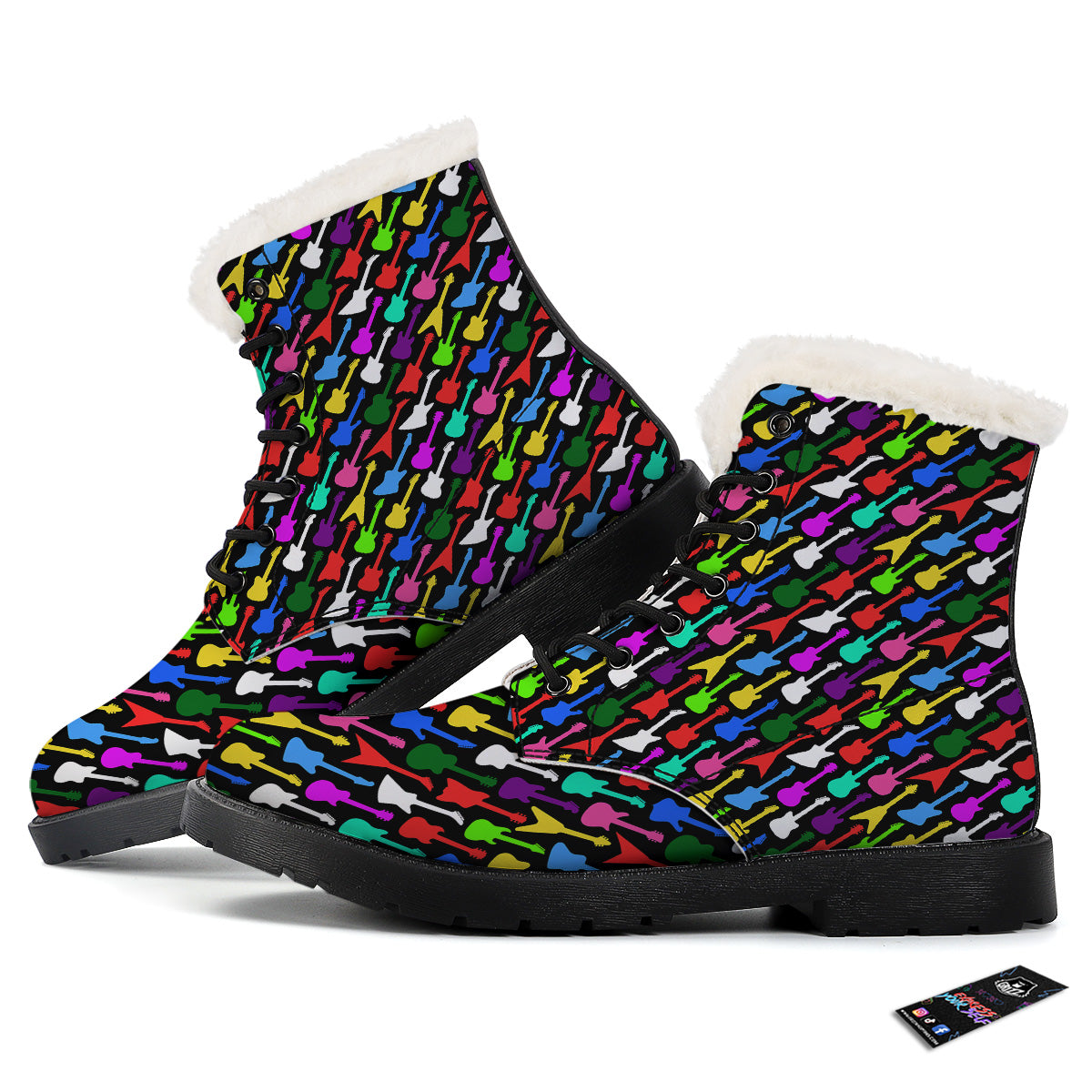 Guitars Colorful Print Pattern Winter Boots-grizzshop