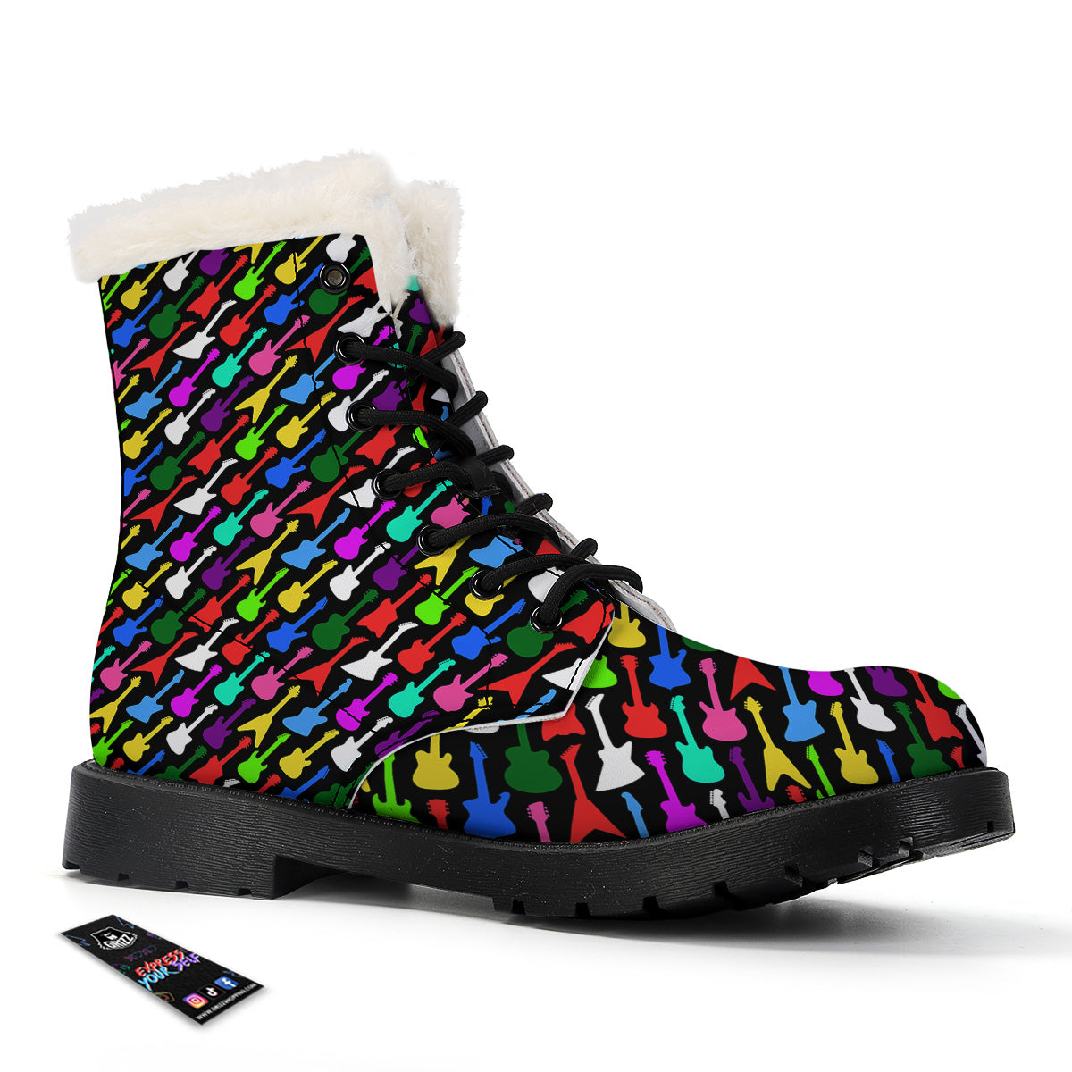 Guitars Colorful Print Pattern Winter Boots-grizzshop