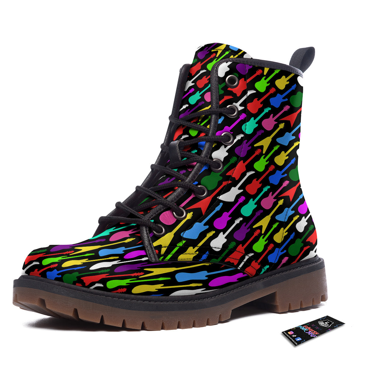 Guitars Colorful Print Pattern Work Boots-grizzshop