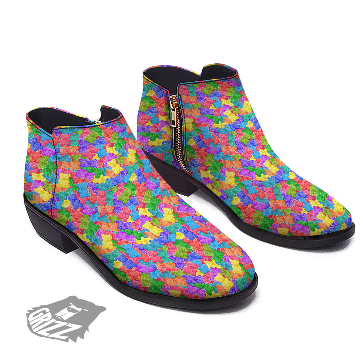 Gummy Bear Colorful Print Ankle Boots-grizzshop