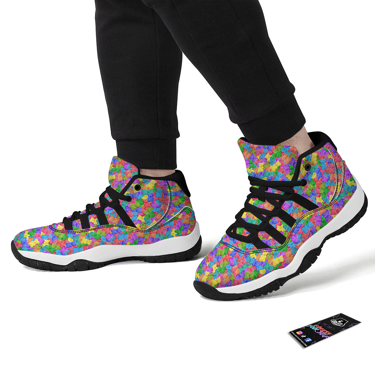 Gummy Bear Colorful Print Black Bball Shoes-grizzshop