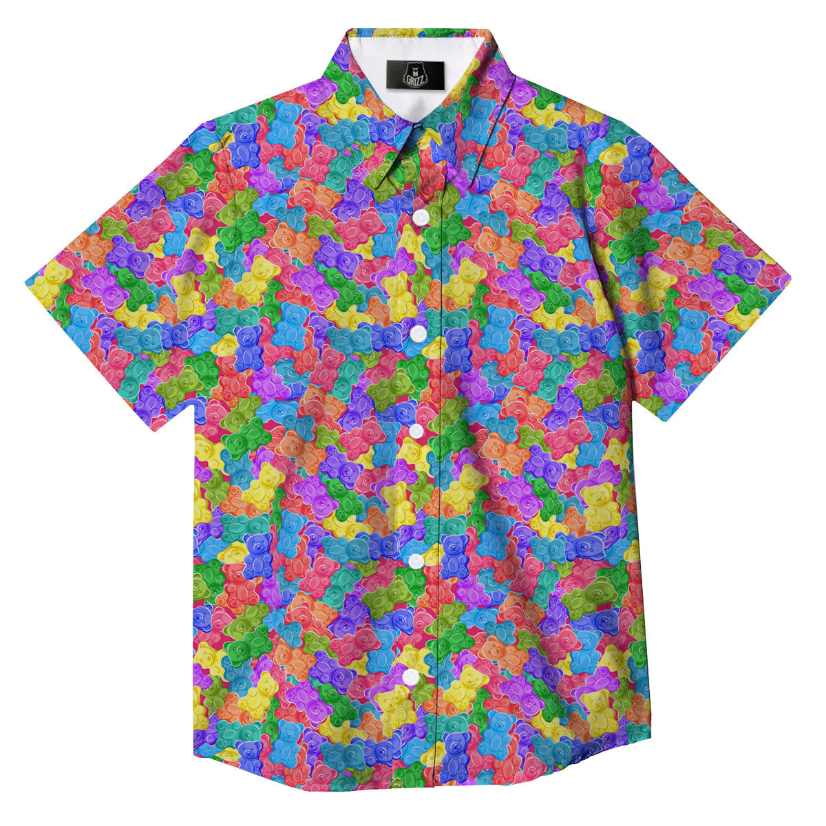 Gummy Bear Colorful Print Button Up Shirt-grizzshop