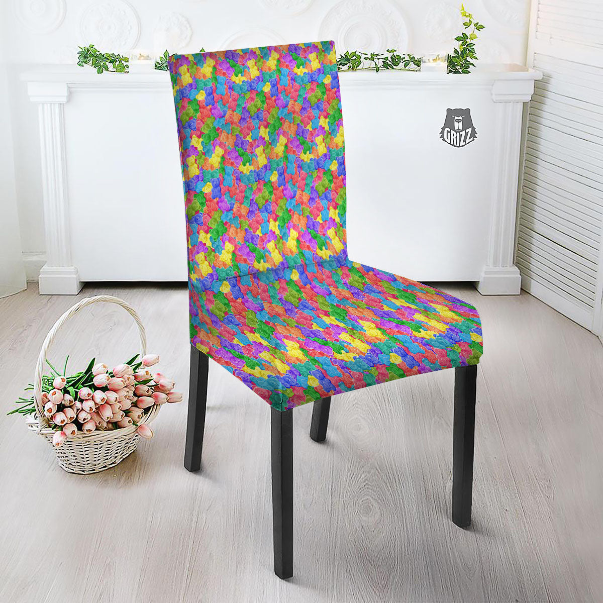 Gummy Bear Colorful Print Dining Chair Slipcover-grizzshop