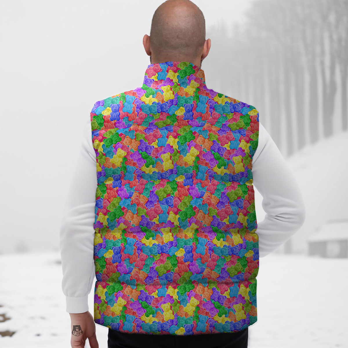 Gummy Bear Colorful Print Down Vest