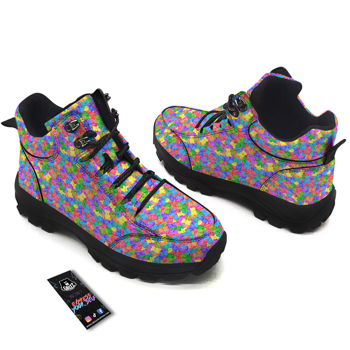 Gummy Bear Colorful Print Hiking Shoes-grizzshop