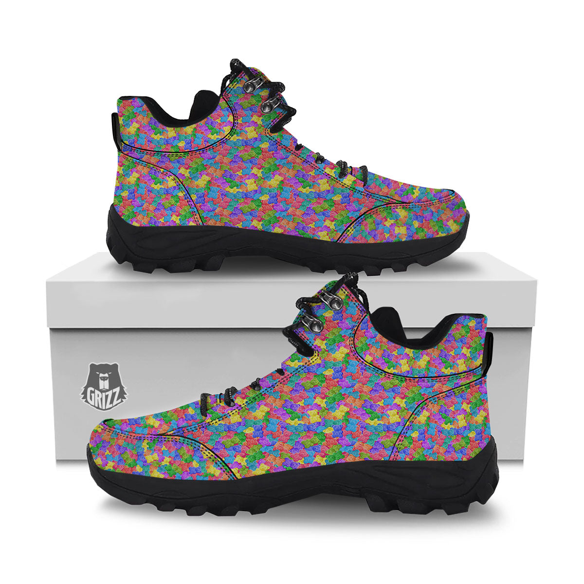 Gummy Bear Colorful Print Hiking Shoes-grizzshop