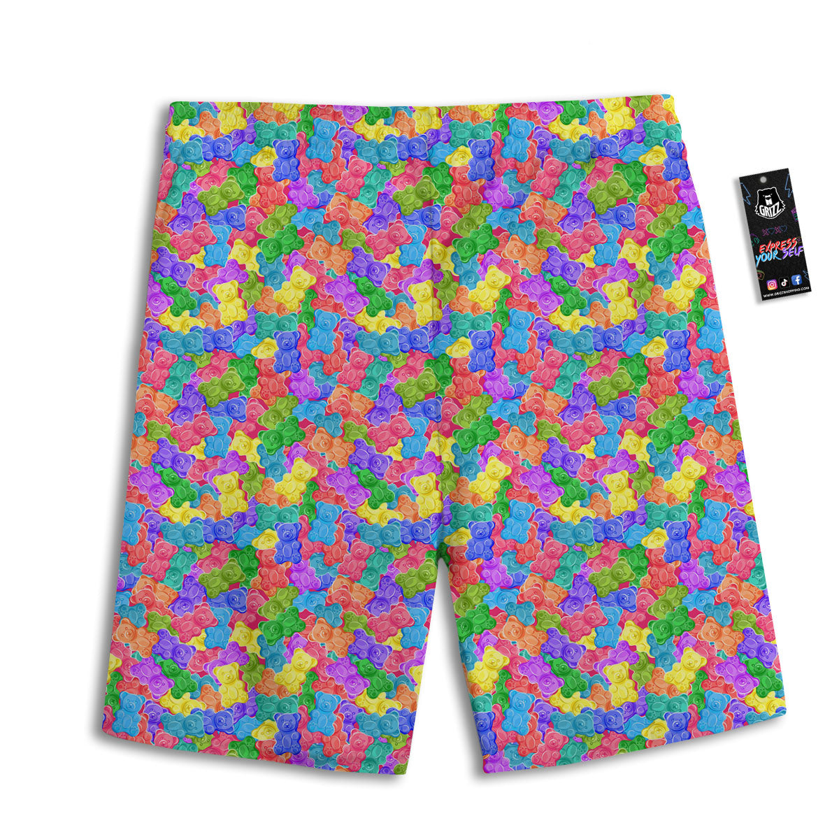 Gummy Bear Colorful Print Men's Athletic Shorts