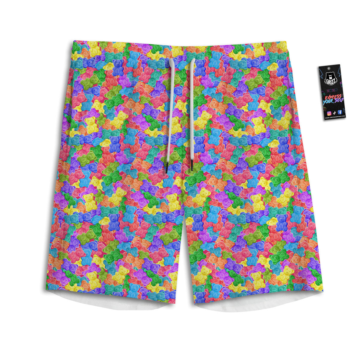 Gummy Bear Colorful Print Men's Athletic Shorts