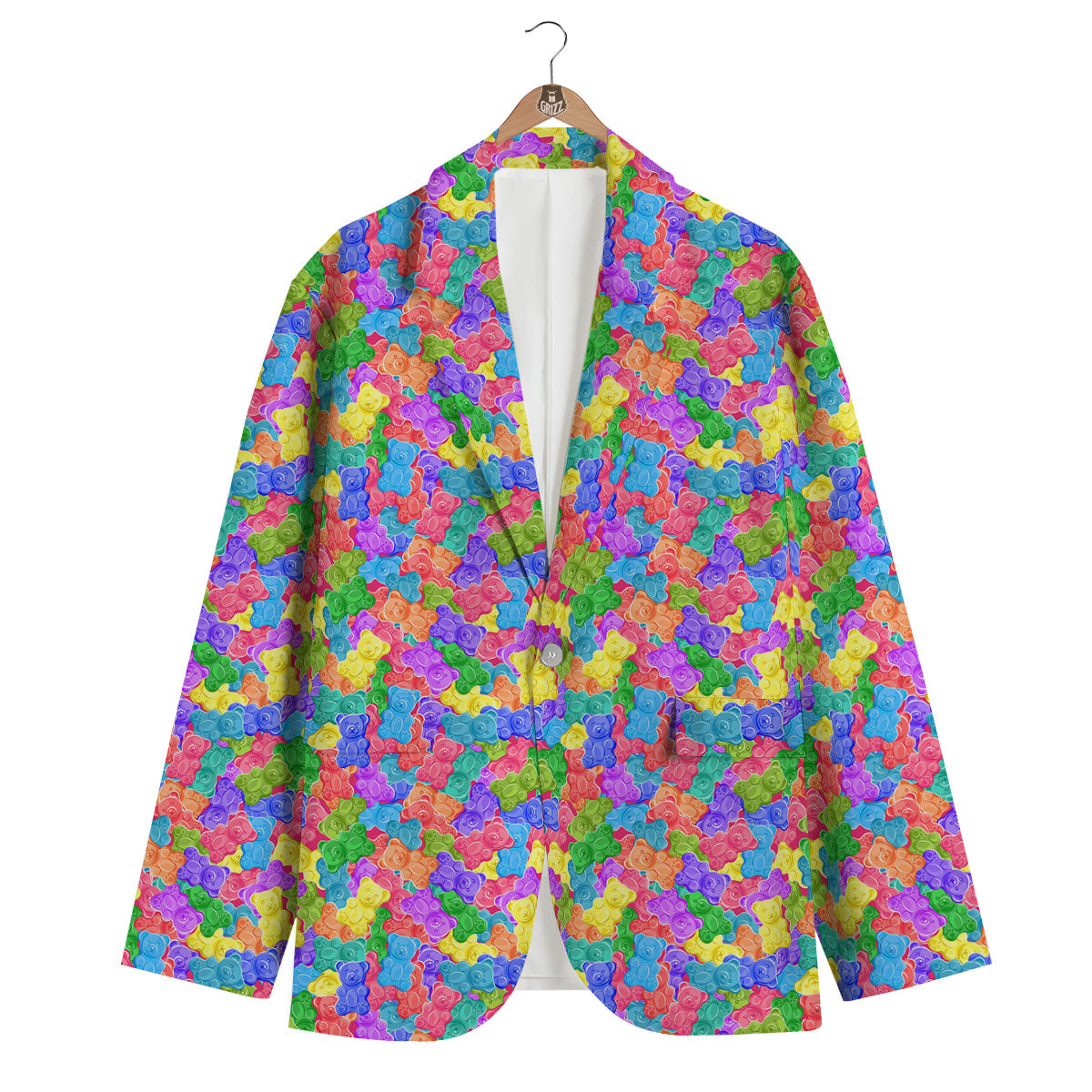 Gummy Bear Colorful Print Men's Blazer-grizzshop