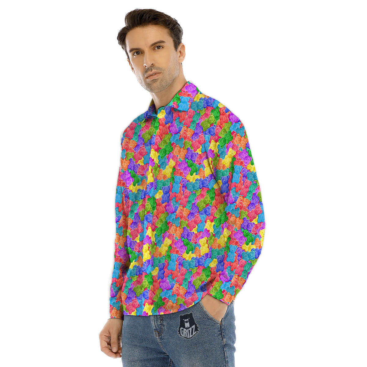 Gummy Bear Colorful Print Men's Dress Shirts-grizzshop