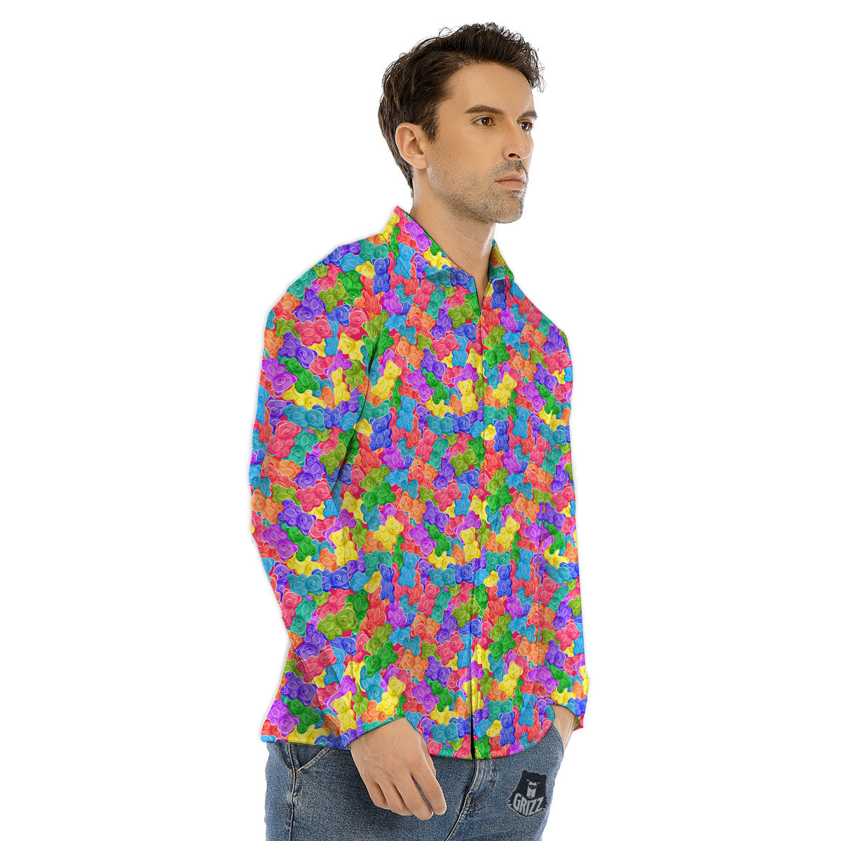 Gummy Bear Colorful Print Men's Dress Shirts-grizzshop